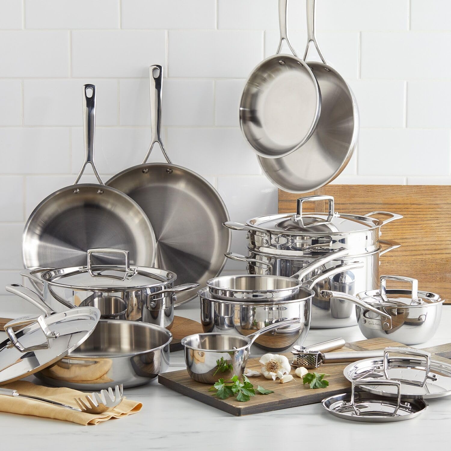 image:imageSur La Table Classic 5Ply Stainless Steel 2Piece Skillet Set 8 amp 10 Silver