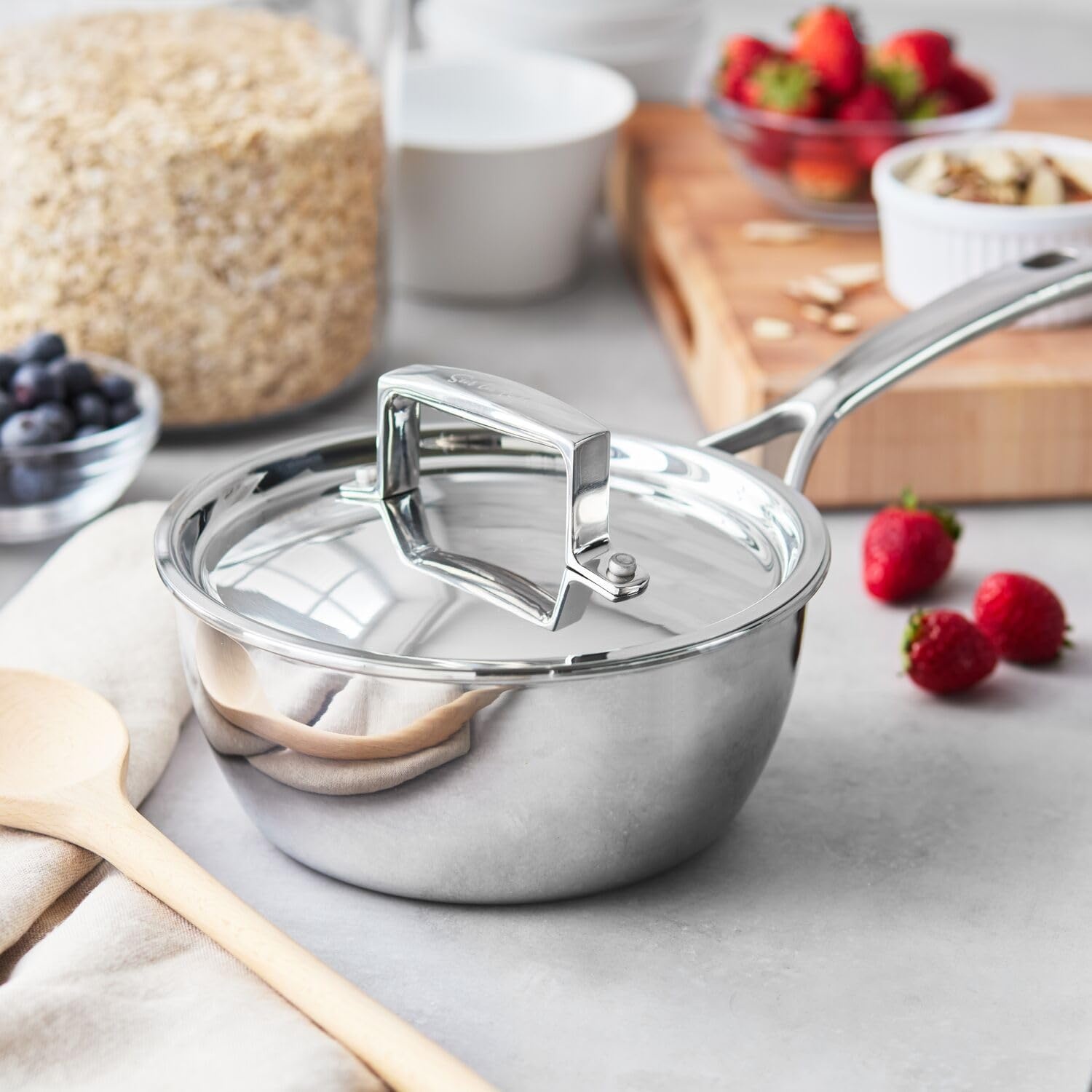 image:imageSur La Table Classic 5Ply Stainless Steel Saucier 2 Qt 5Ply Curved Saucier Pan for Sauces Custards and Reduction Work 2 Qt
