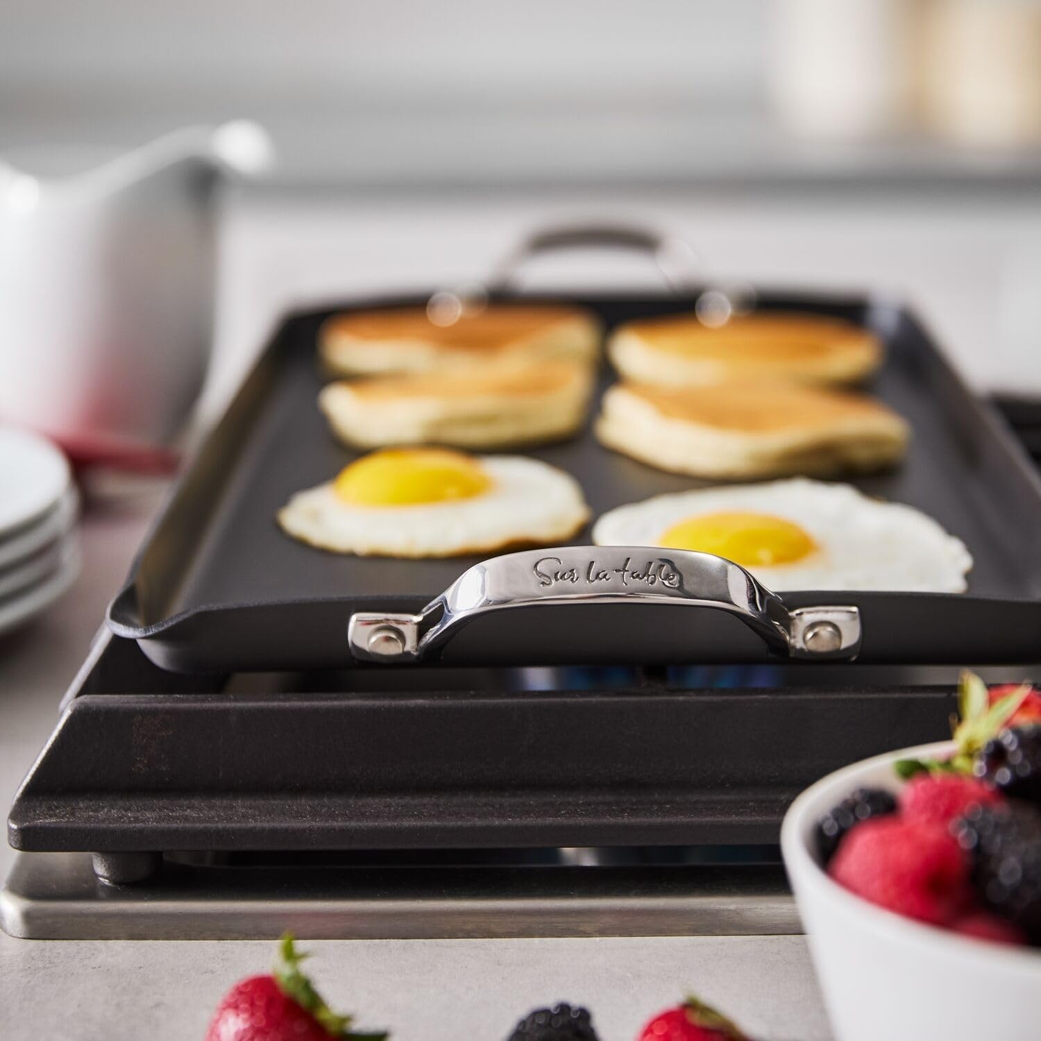 image:imageSur La Table Signature Hard Anodized Nonstick Double Burner Griddle Large TwoBurner Cooking Surface for Pancakes Bacon French Toast and More