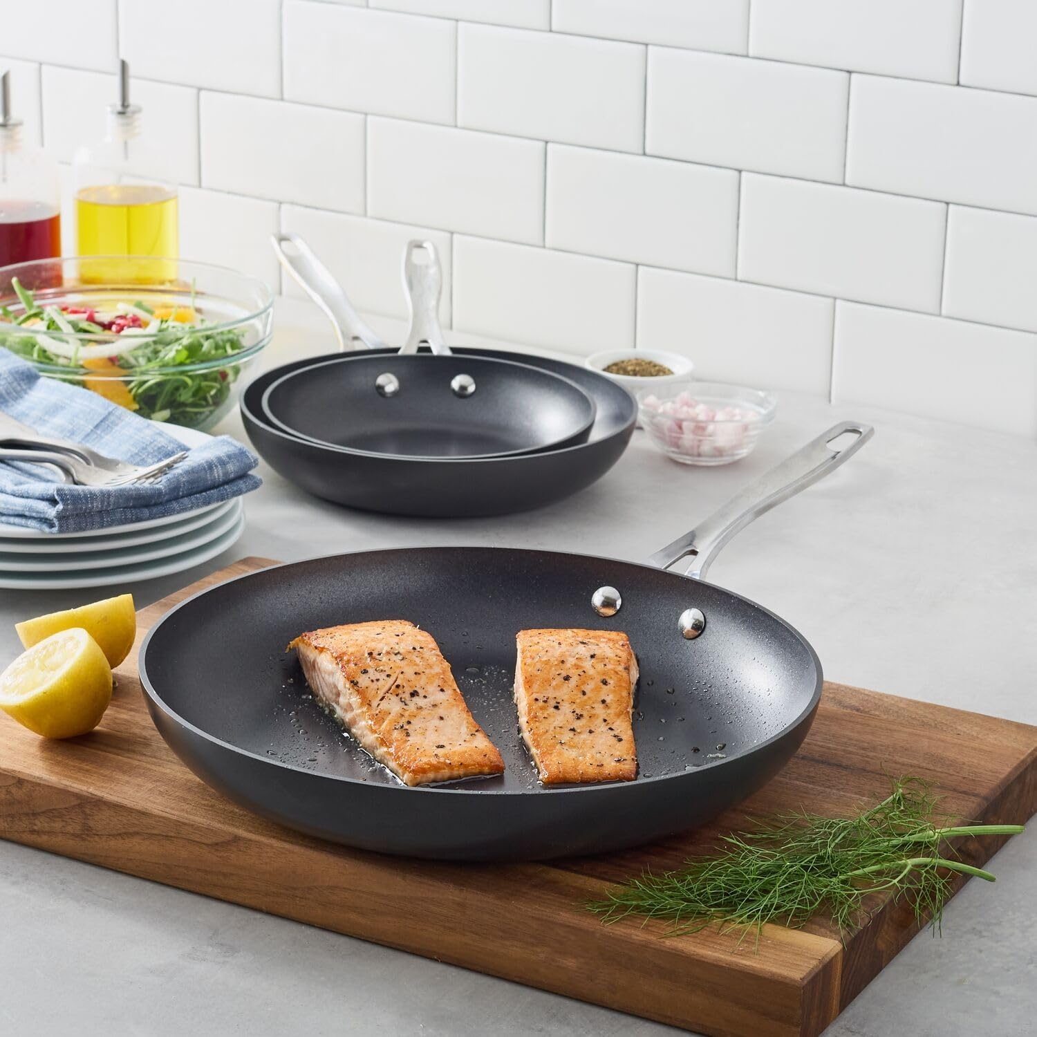 image:imageSur La Table Signature Hard Anodized Nonstick Skillet PFOAFree Ceramic Coating for Everyday Searing Sauting and FryingBlack
