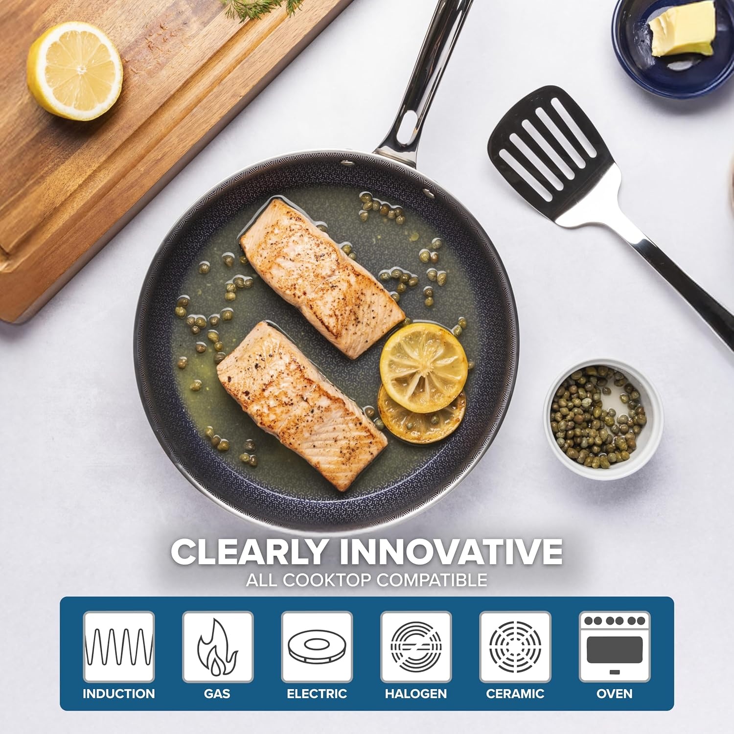 image:imageViking 3Ply Non Stick Frying Pan 8 Inch Hybrid Plus Stainless Steel Kitchen Cookware Silver10 Inches