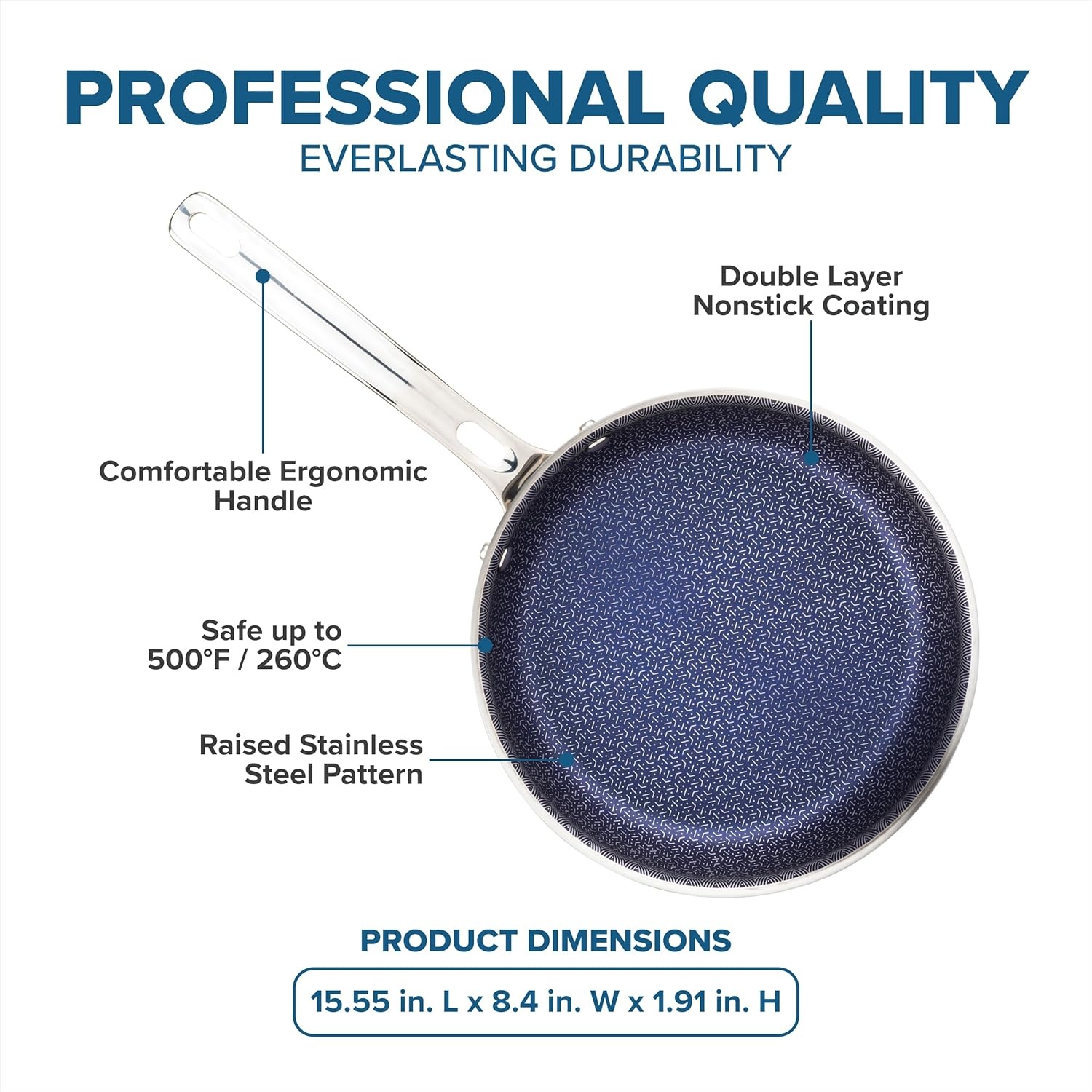image:imageViking 3Ply Non Stick Frying Pan 8 Inch Hybrid Plus Stainless Steel Kitchen Cookware Silver8 Inches