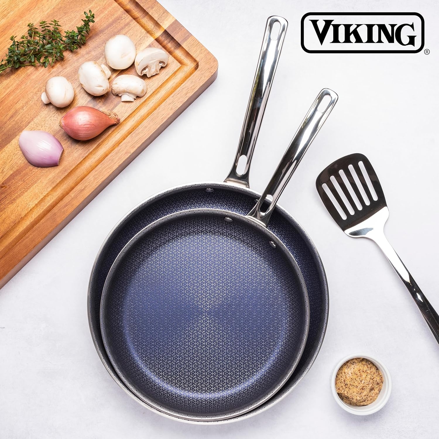 image:imageViking 3Ply Non Stick Frying Pan 8 Inch Hybrid Plus Stainless Steel Kitchen Cookware Silver8 Inches