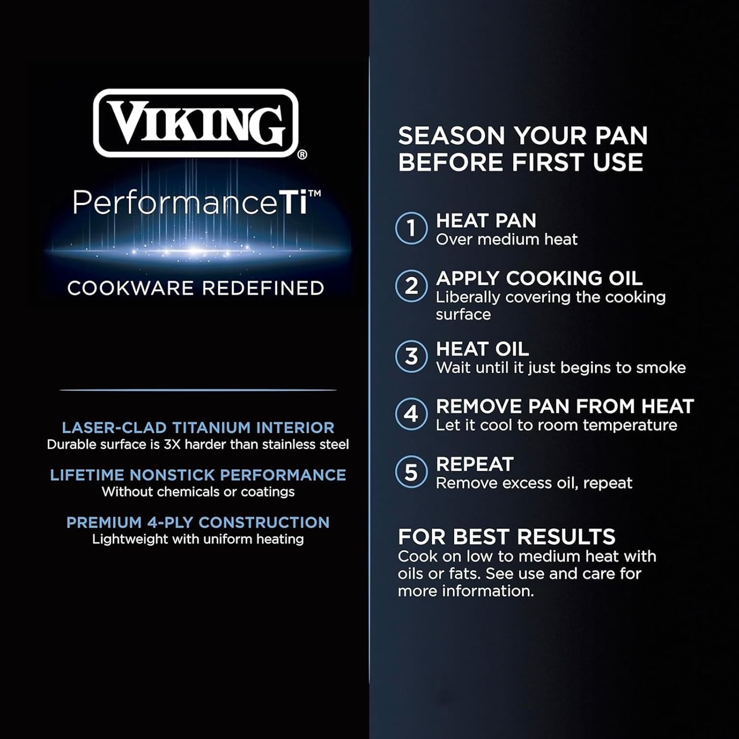 image:imageViking 4Ply Deep Frying Pan with Lid 45 Quart Laser Clad Titanium Performance Ti Saute Cooking Pot Dishwasher and Oven Safe Induction Ready BlueSilver