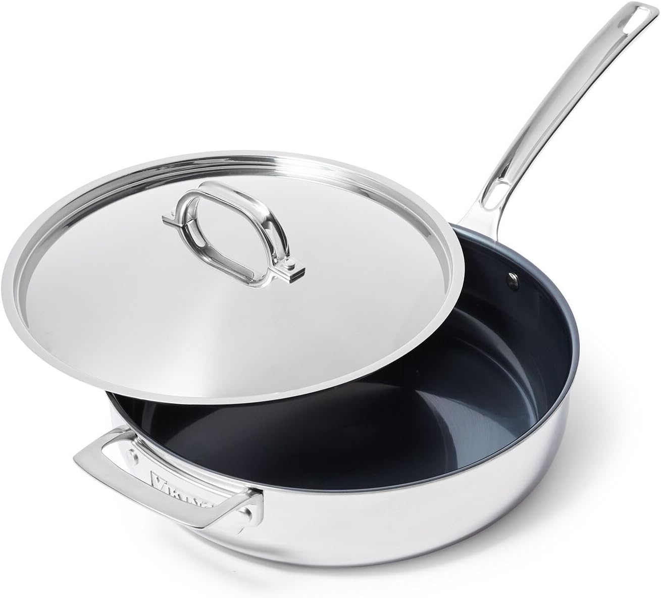image:imageViking 4Ply Deep Frying Pan with Lid 45 Quart Laser Clad Titanium Performance Ti Saute Cooking Pot Dishwasher and Oven Safe Induction Ready BlueSilver