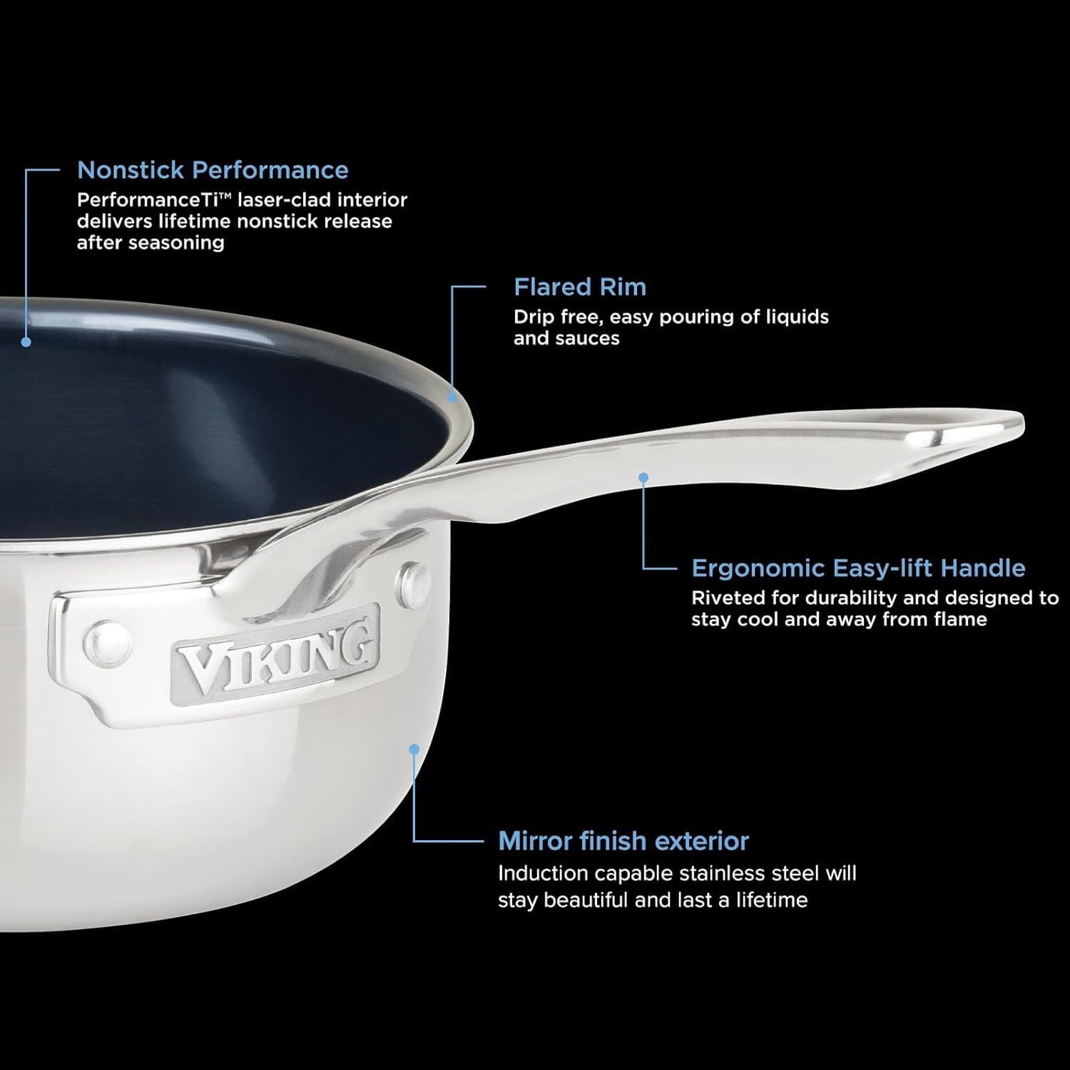 image:imageViking 4Ply Dutch Oven 5 Quart Laser Clad Titanium Performance Ti Cookware Pot with Lid Dishwasher and Oven Safe Induction Ready BlueSilver12Piece Set