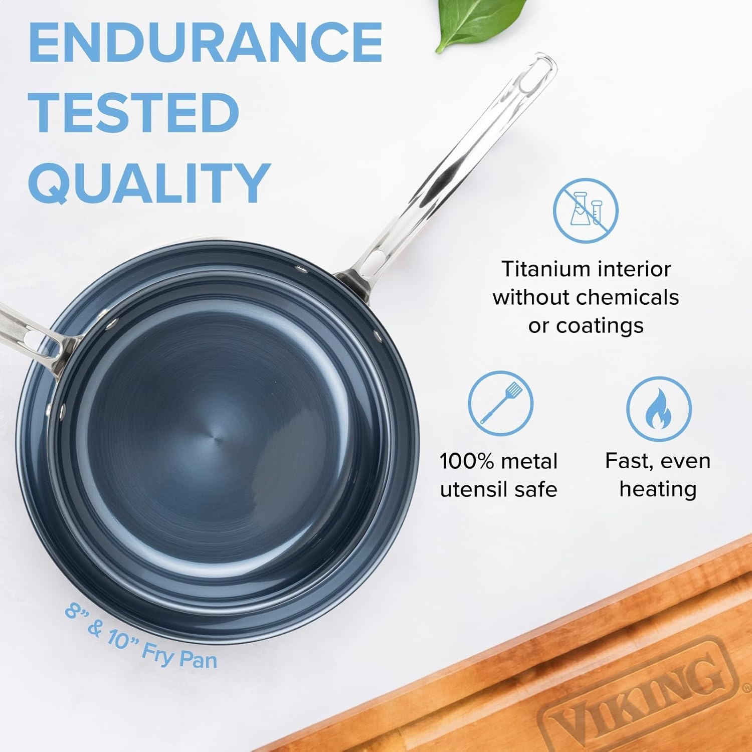 image:imageViking 4Ply Dutch Oven 5 Quart Laser Clad Titanium Performance Ti Cookware Pot with Lid Dishwasher and Oven Safe Induction Ready BlueSilver12Piece Set