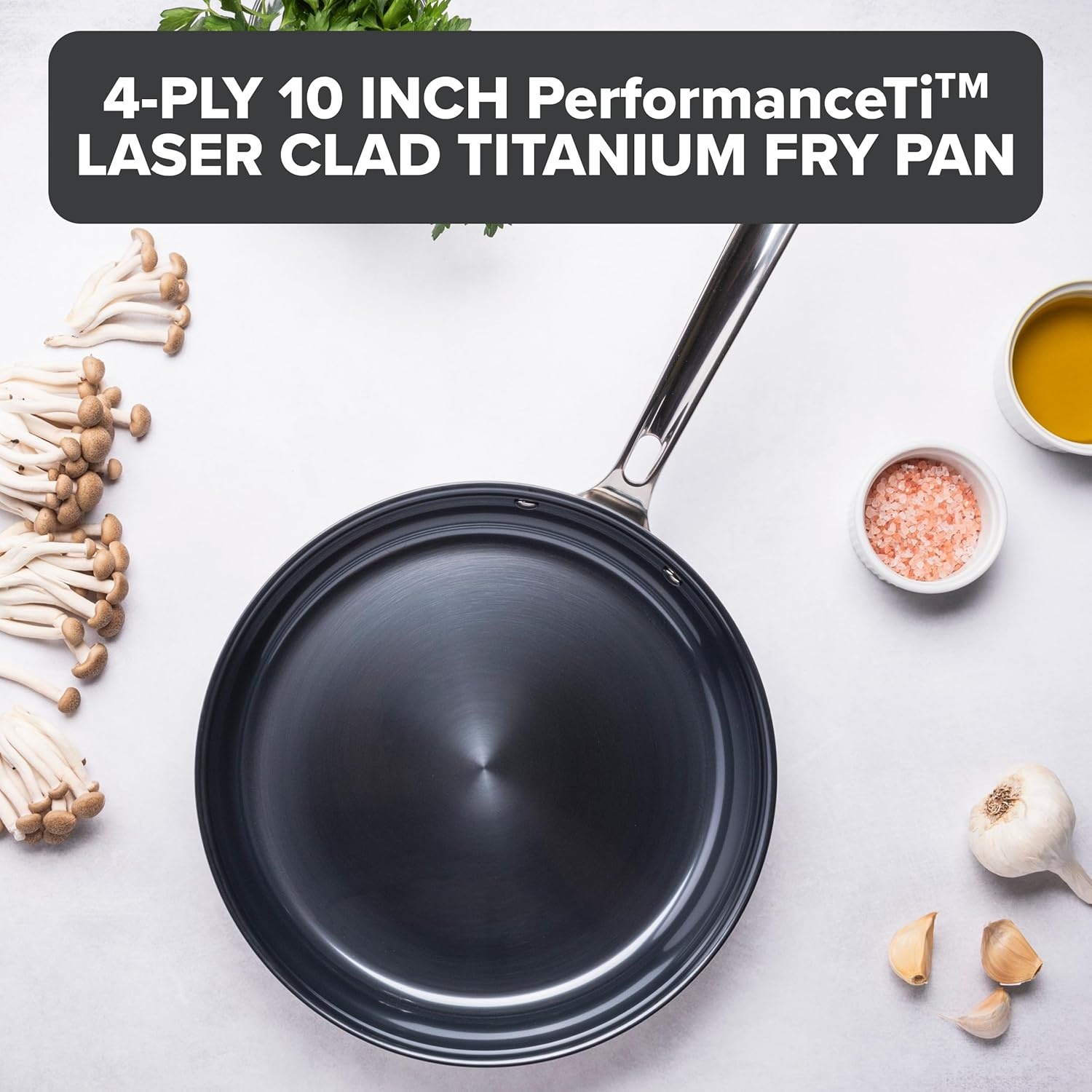 image:imageViking 4Ply Frying Pans 2Piece Laser Clad Titanium Performance Ti 95 and 11 Inch BlueSIlver10 Inch
