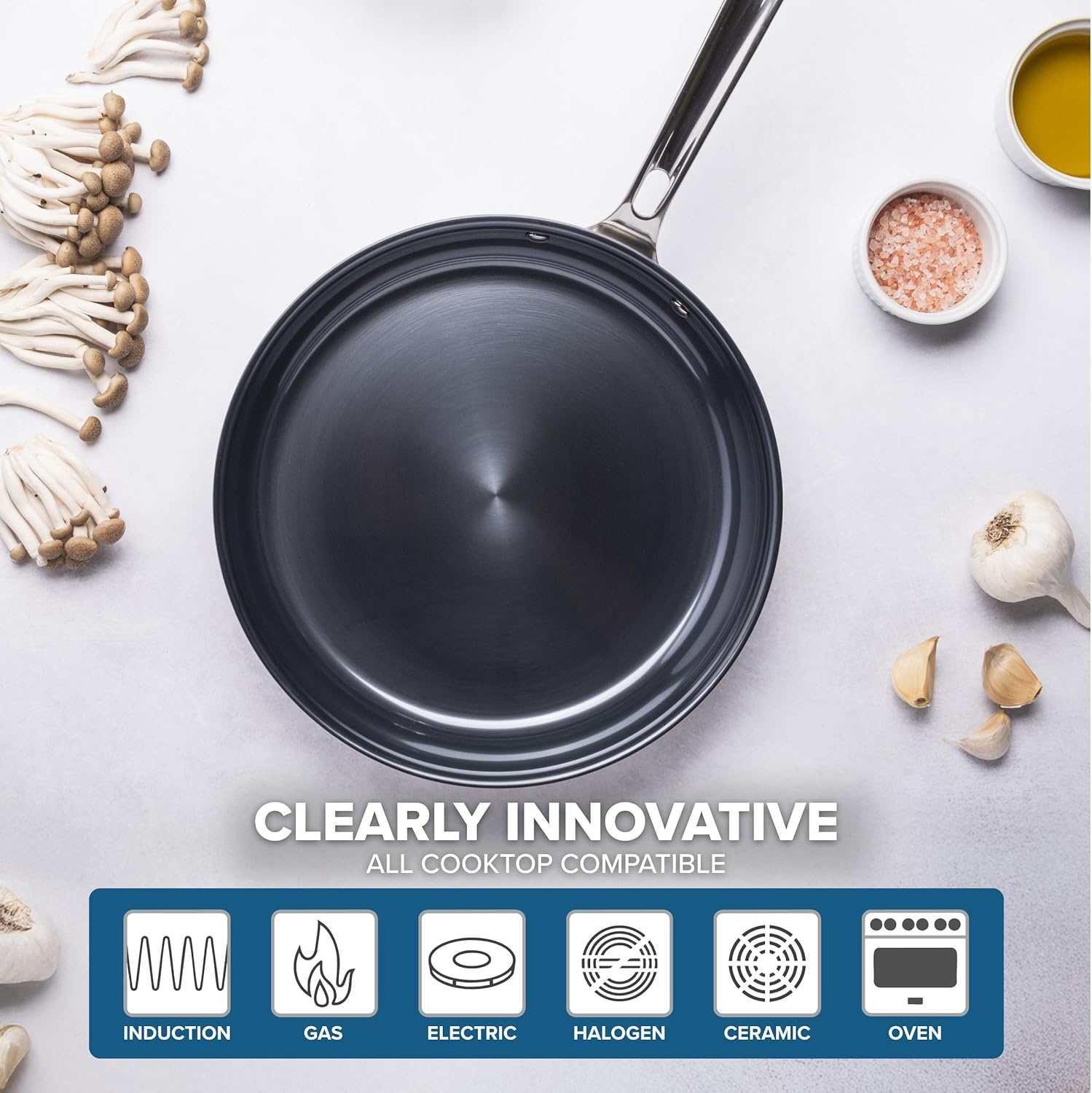 image:imageViking 4Ply Frying Pans 2Piece Laser Clad Titanium Performance Ti 95 and 11 Inch BlueSIlver10 Inch