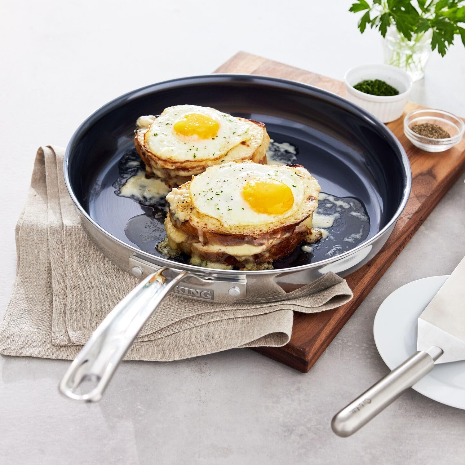 image:imageViking 4Ply Frying Pans 2Piece Laser Clad Titanium Performance Ti 95 and 11 Inch BlueSIlver12 Inch