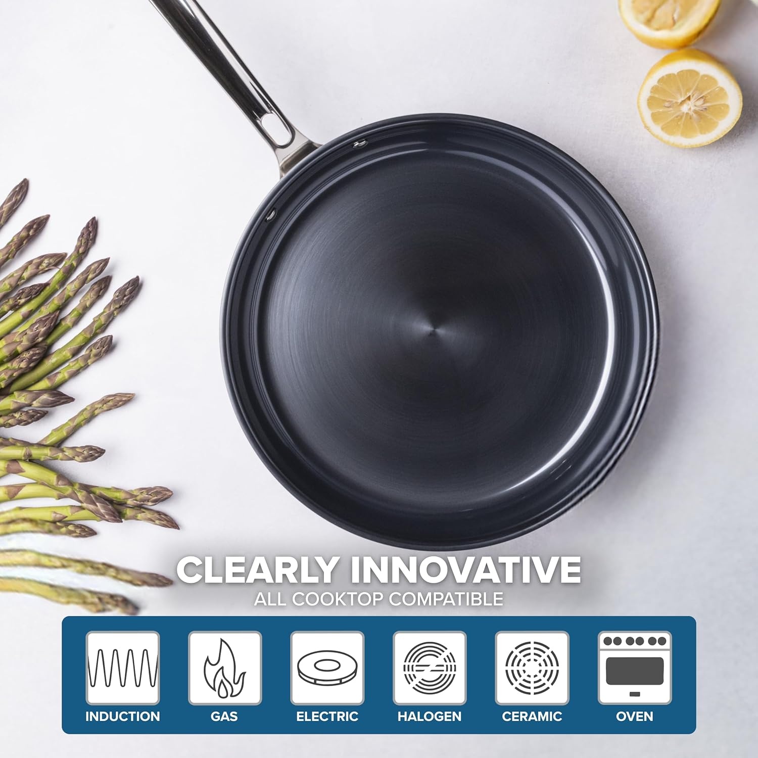 image:imageViking 4Ply Frying Pans 2Piece Laser Clad Titanium Performance Ti 95 and 11 Inch BlueSIlver12 Inch