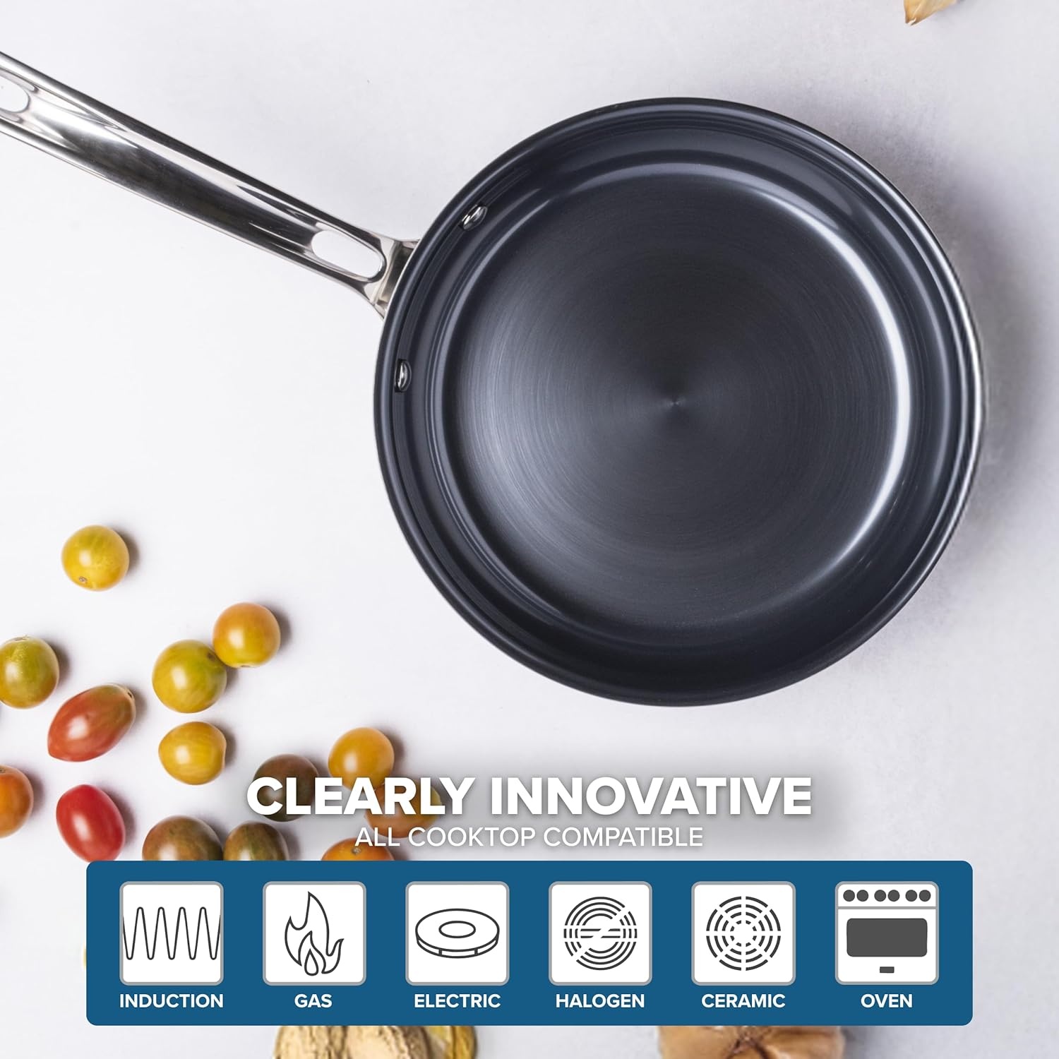 image:imageViking 4Ply Frying Pans 2Piece Laser Clad Titanium Performance Ti 95 and 11 Inch BlueSIlver8 Inch