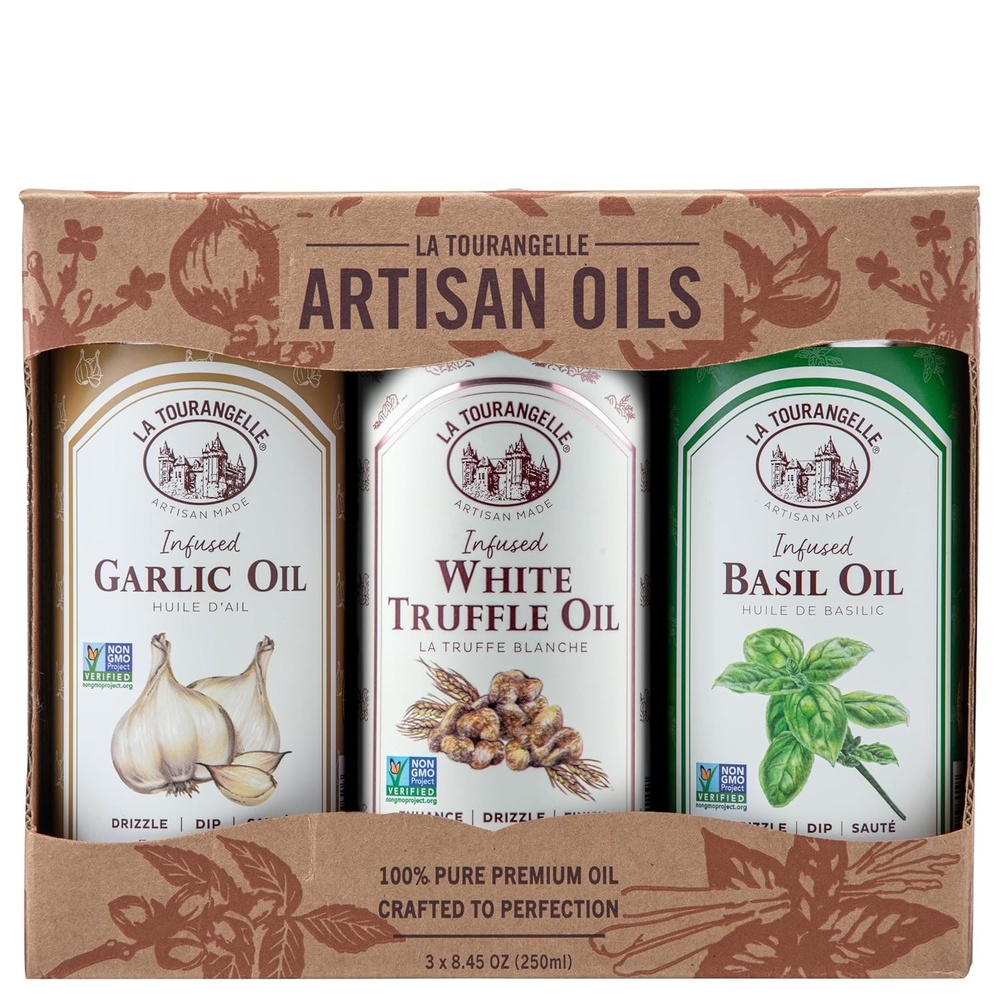 image:imageLa Tourangelle White Truffle Cooking Spray Complex Gourmet Earthy Flavor for Spraying on Pasta Popcorn Vegetables Potatoes and More 5 Fl OzGarlicWhite TruffleBasil Gift Box
