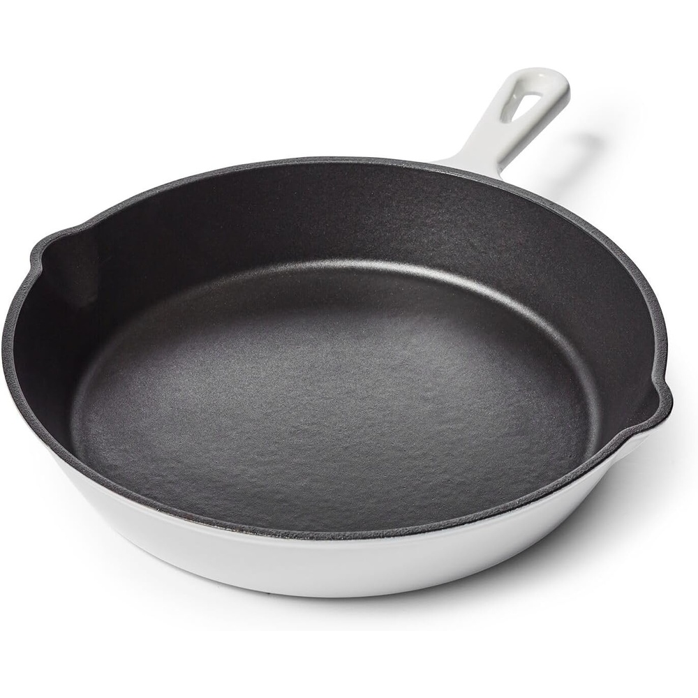 image:imageSur La Table Enameled Cast Iron Skillet 10 Frying Pan for Searing Sauting amp Baking Oven to 500F Induction Compatible Durable Nonstick Interior Even Heat Distribution White