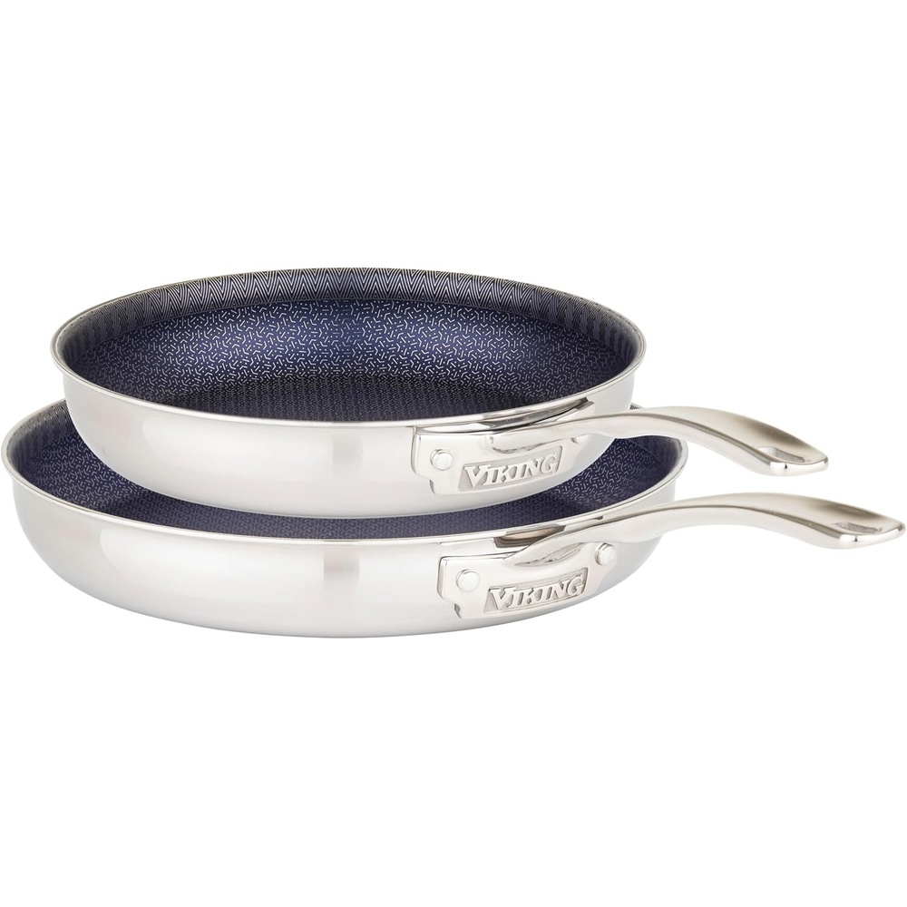 image:imageViking 3Ply Non Stick Frying Pan 8 Inch Hybrid Plus Stainless Steel Kitchen Cookware Silver2Piece Set
