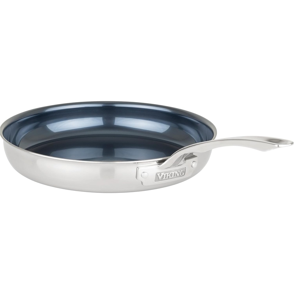 image:imageViking 4Ply Frying Pans 2Piece Laser Clad Titanium Performance Ti 95 and 11 Inch BlueSIlver12 Inch