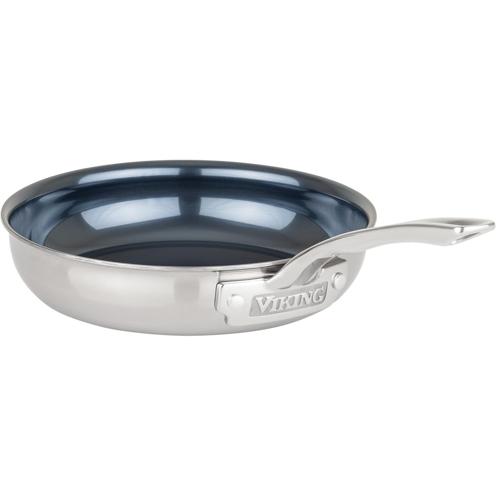 image:imageViking 4Ply Frying Pans 2Piece Laser Clad Titanium Performance Ti 95 and 11 Inch BlueSIlver8 Inch