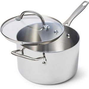 image:imageSur La Table Signature Stainless Steel Saucepan 5Ply Construction with Lid for Sauces Soups and Everyday Stovetop CookingStainless Steel