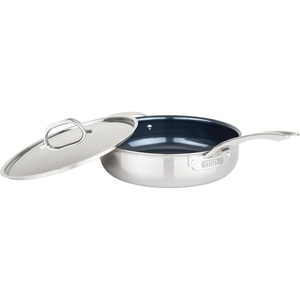 image:imageViking 4Ply Deep Frying Pan with Lid 45 Quart Laser Clad Titanium Performance Ti Saute Cooking Pot Dishwasher and Oven Safe Induction Ready BlueSilver