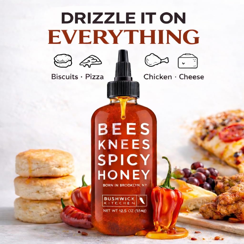 image:imageBees Knees Spicy Honey Wildflower Hot Honey with a Habanero Kick Sweet Heat Hot Sauce for Pizza Biscuits amp Charcuterie Gluten Free Paleo Friendly Foodie Gifts Spicy Gift for Him 125ozSpicy Honey 125oz