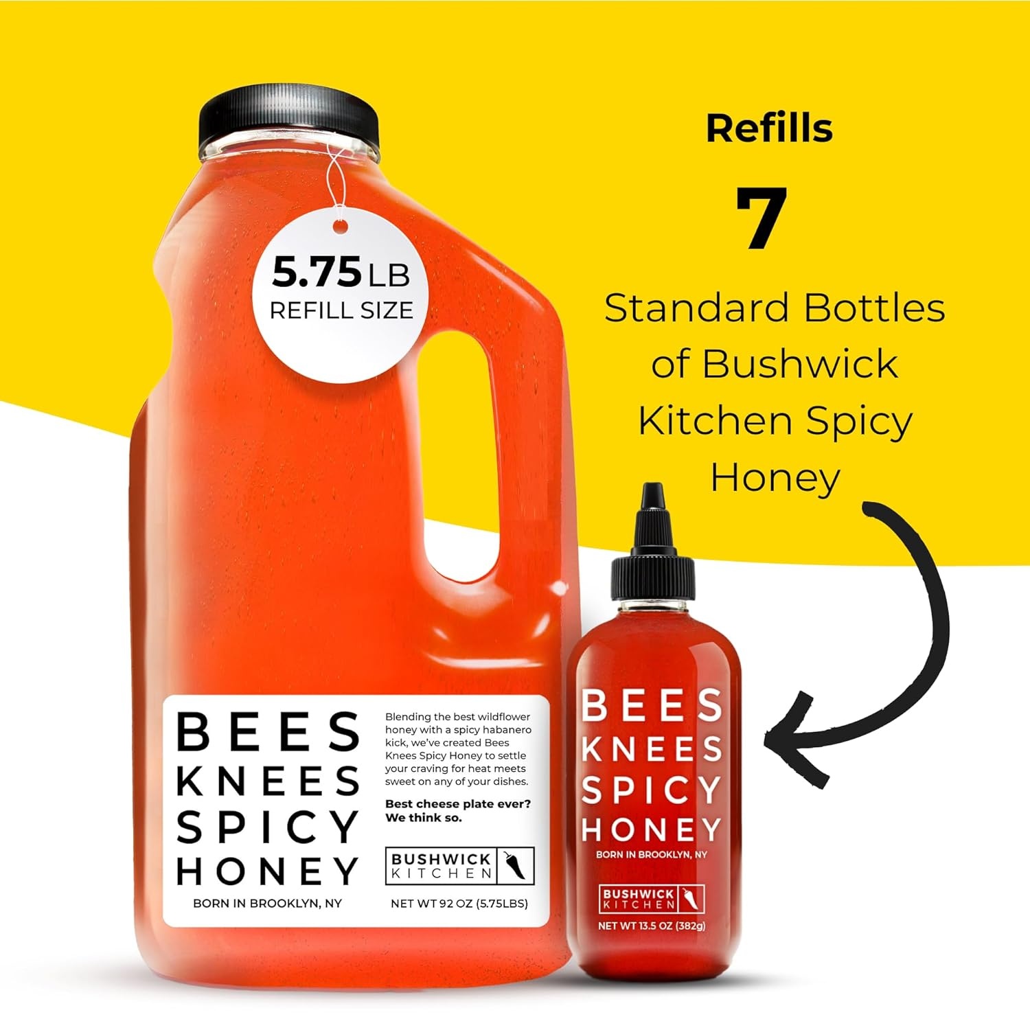 image:imageBees Knees Spicy Honey Wildflower Hot Honey with a Habanero Kick Sweet Heat Hot Sauce for Pizza Biscuits amp Charcuterie Gluten Free Paleo Friendly Foodie Gifts Spicy Gift for Him 125ozSpicy Honey 92oz