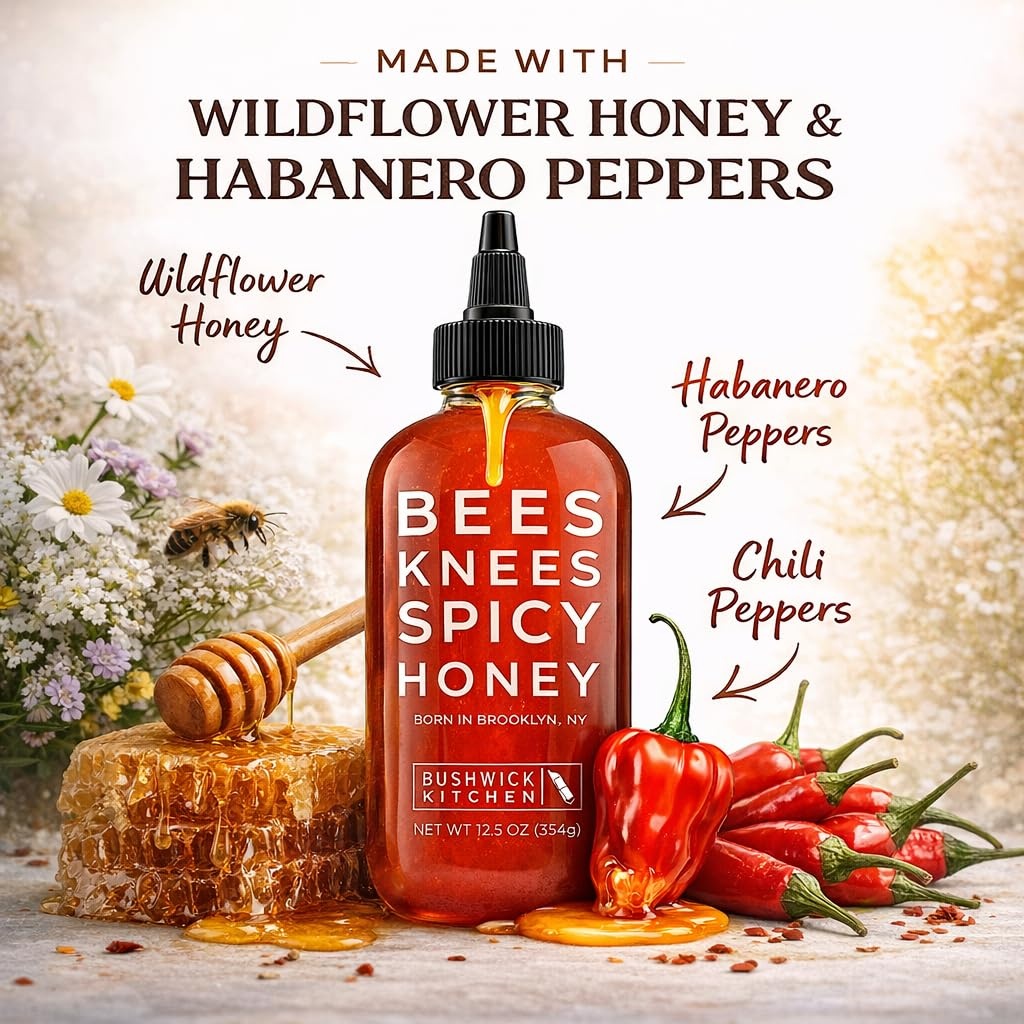 image:imageBees Knees Spicy Honey Wildflower Hot Honey with a Habanero Kick Sweet Heat Hot Sauce for Pizza Biscuits amp Charcuterie Gluten Free Paleo Friendly Foodie Gifts Spicy Gift for Him 125ozSpicy Honey 125oz