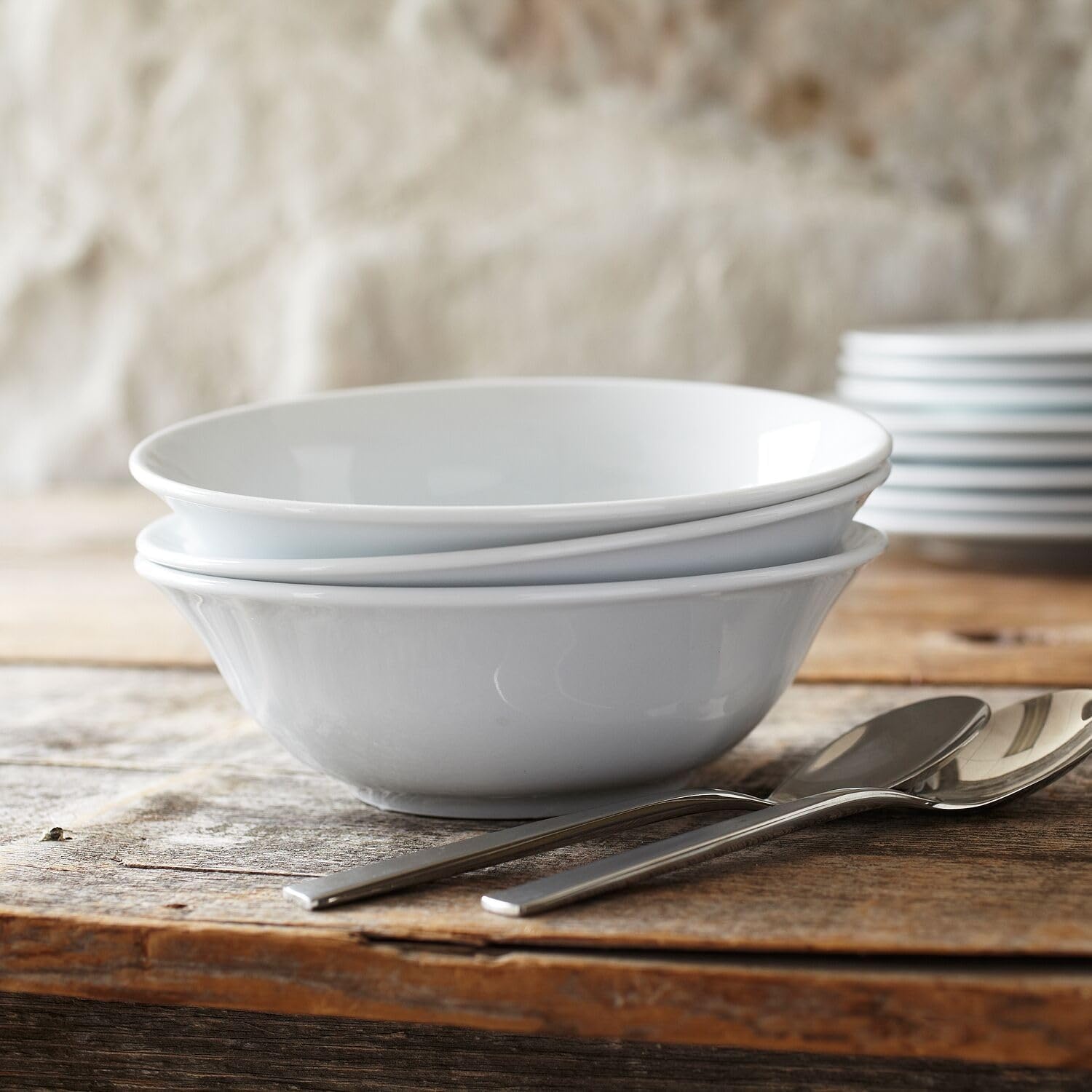 image:imageSur La Table Bistro Cereal Bowl White Classic White Porcelain Cereal and Soup Bowl for Everyday Dining