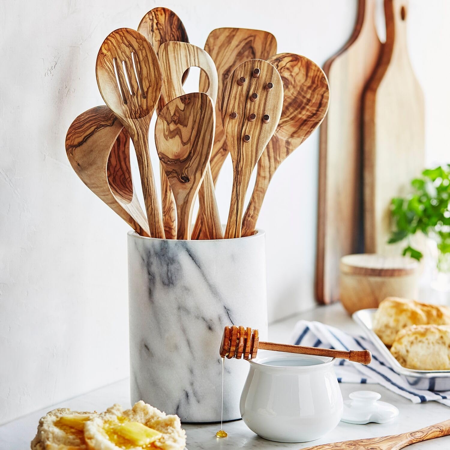 image:imageSur La Table Olivewood Curved Turner 152 Handcrafted Italian Wooden Cooking Utensil for Sauting Folding amp More Unique Grain amp Pattern