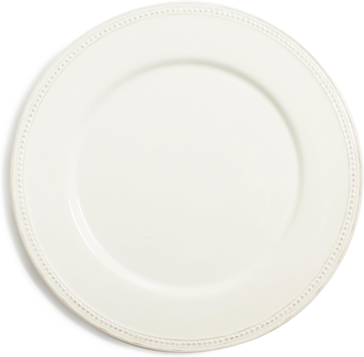 image:imageSur La Table Pearl Dinner Plates White Raised Dot Border with Distressed White Glaze for Everyday and Formal Dining Set of 4White