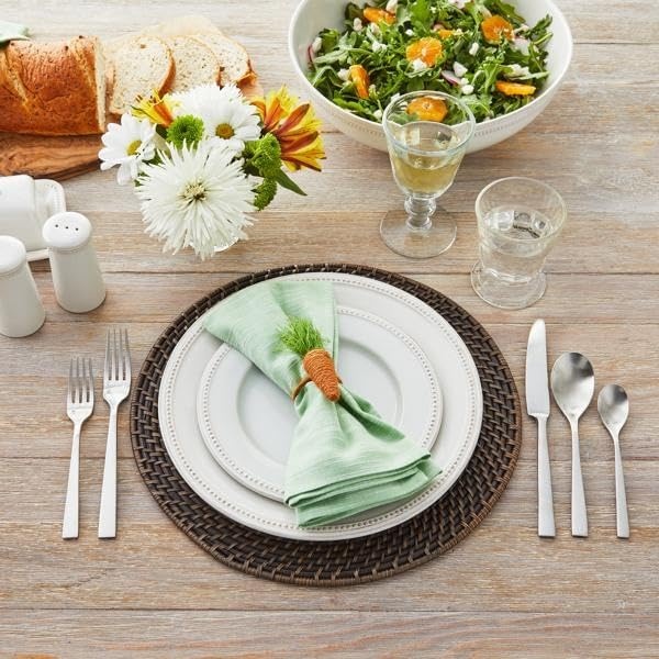 image:imageSur La Table Pearl Dinner Plates White Raised Dot Border with Distressed White Glaze for Everyday and Formal Dining Set of 4White