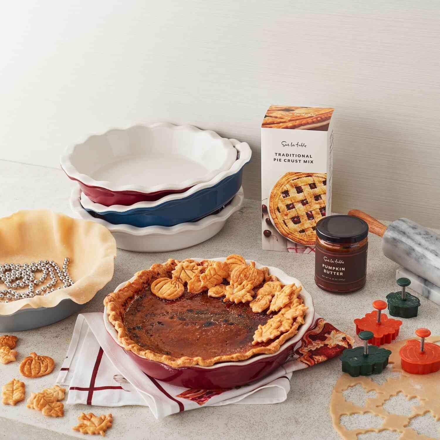 image:imageSur La Table Pie Dish Red Fluted Rim Ceramic with Vibrant Red Glaze for Fruit Custard and Savory Pies 95 inRed