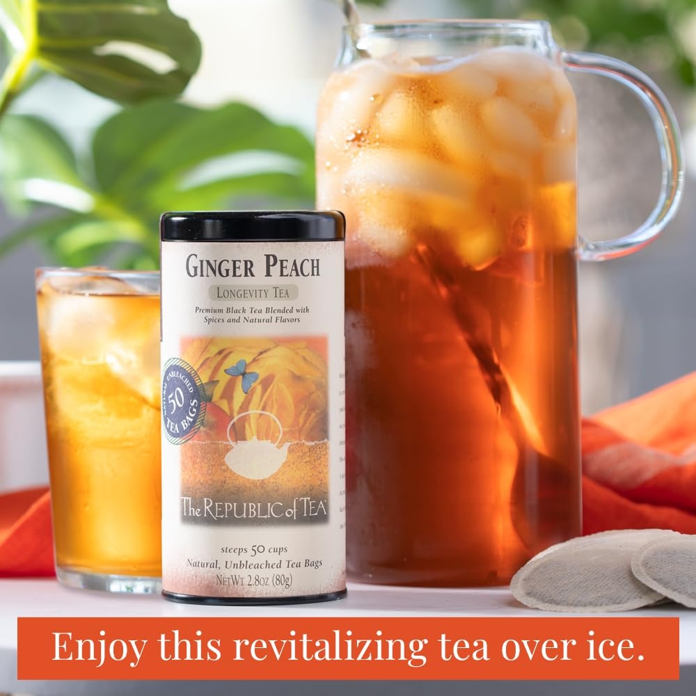 image:imageThe Republic of Tea Ginger Peach Black Tea Caffeinated 50 Count100 Count Pack of 1