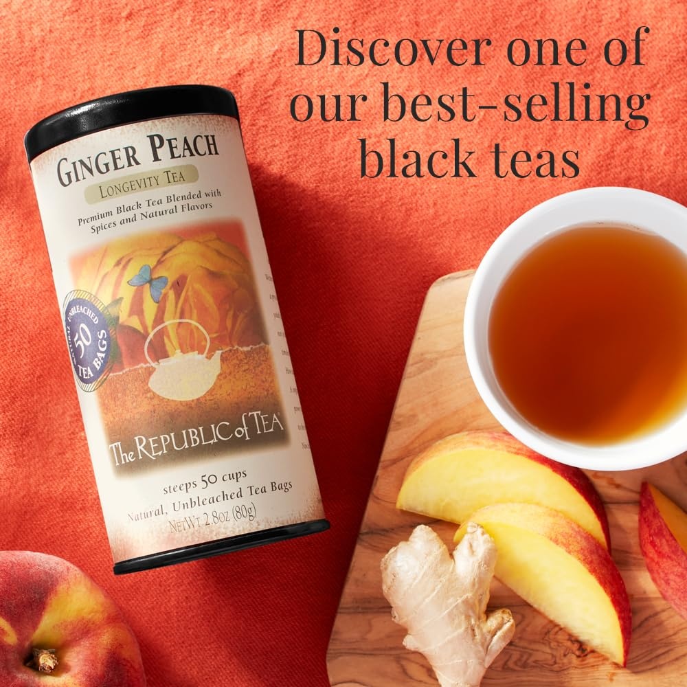 image:imageThe Republic of Tea Ginger Peach Black Tea Caffeinated 50 Count50 Count Pack of 1