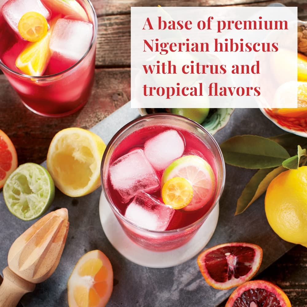 image:imageThe Republic of Tea Hibiscus Sangria Iced Herbal Tea 8 Large QuartSized Iced Tea Pouches Naturally Caffeine Free