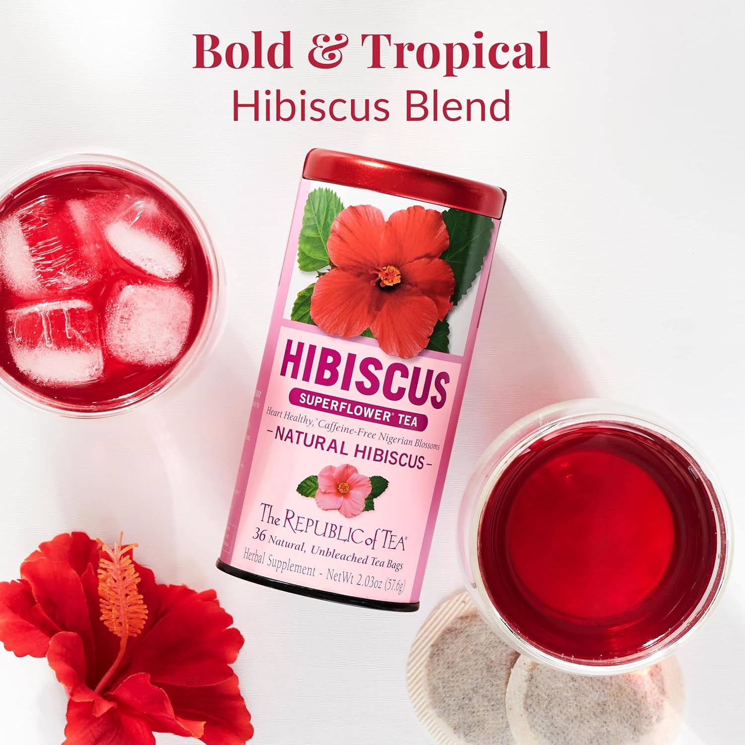 image:imageThe Republic of Tea Natural Hibiscus Tea 36 Tea Bags Herbal Blend Caffeine Free Gluten Free36 Count Pack of 1