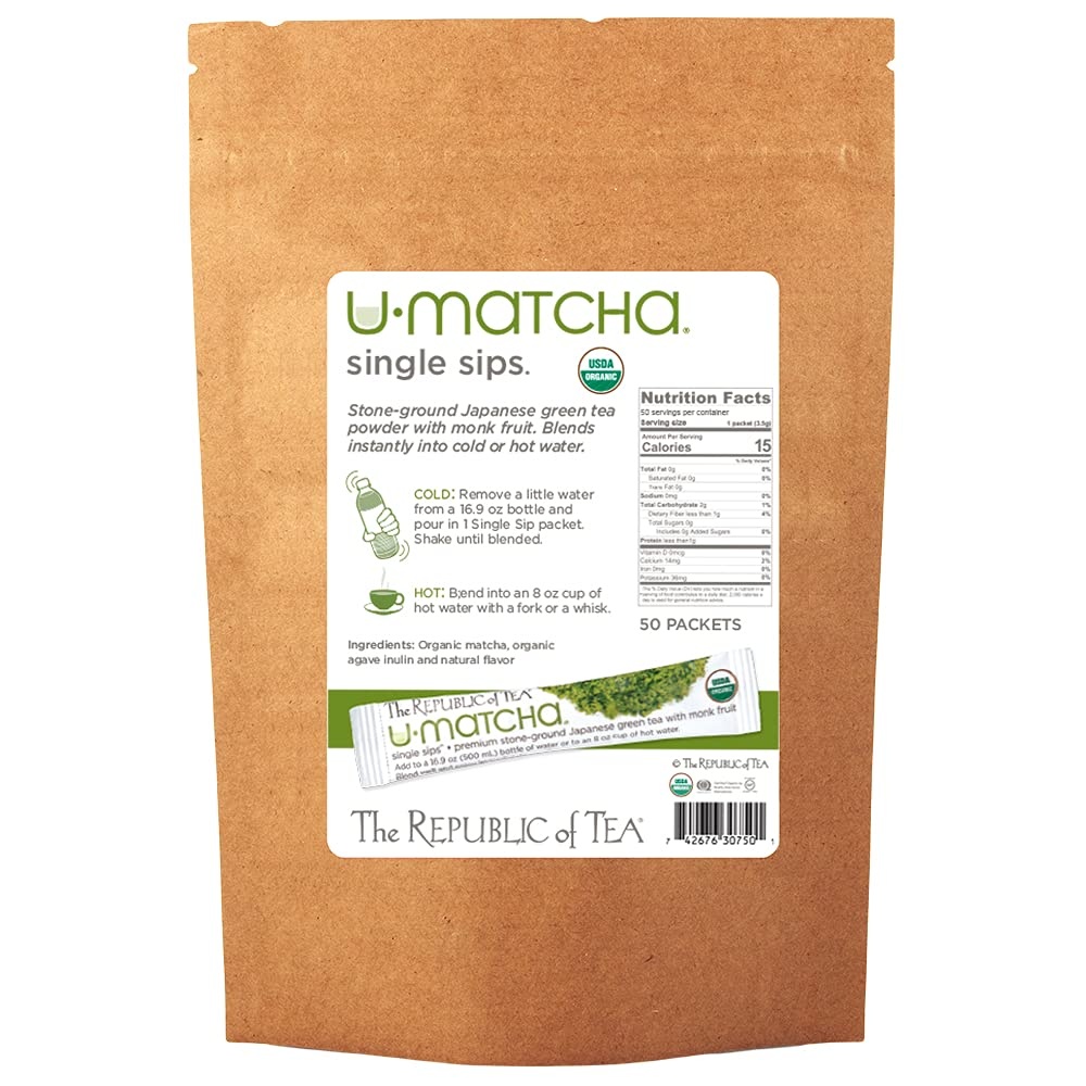 image:imageThe Republic of Tea Organic UMatcha Single Sips Naturally Caffeinated Matcha Green Tea Powder 14 PacketsMatcha Green