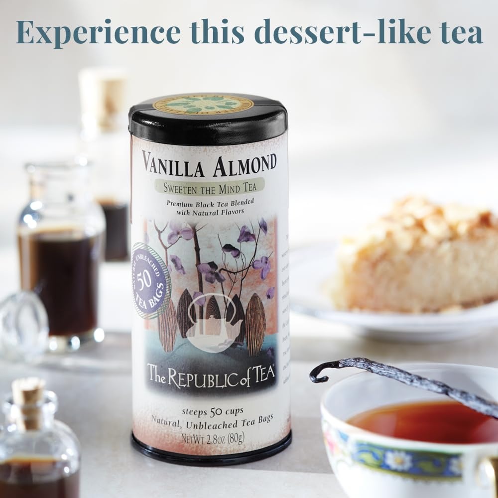 image:imageThe Republic of Tea Vanilla Almond Black Tea Tin 50 Tea Bags Naturally Caffeinated50 Count Pack of 1