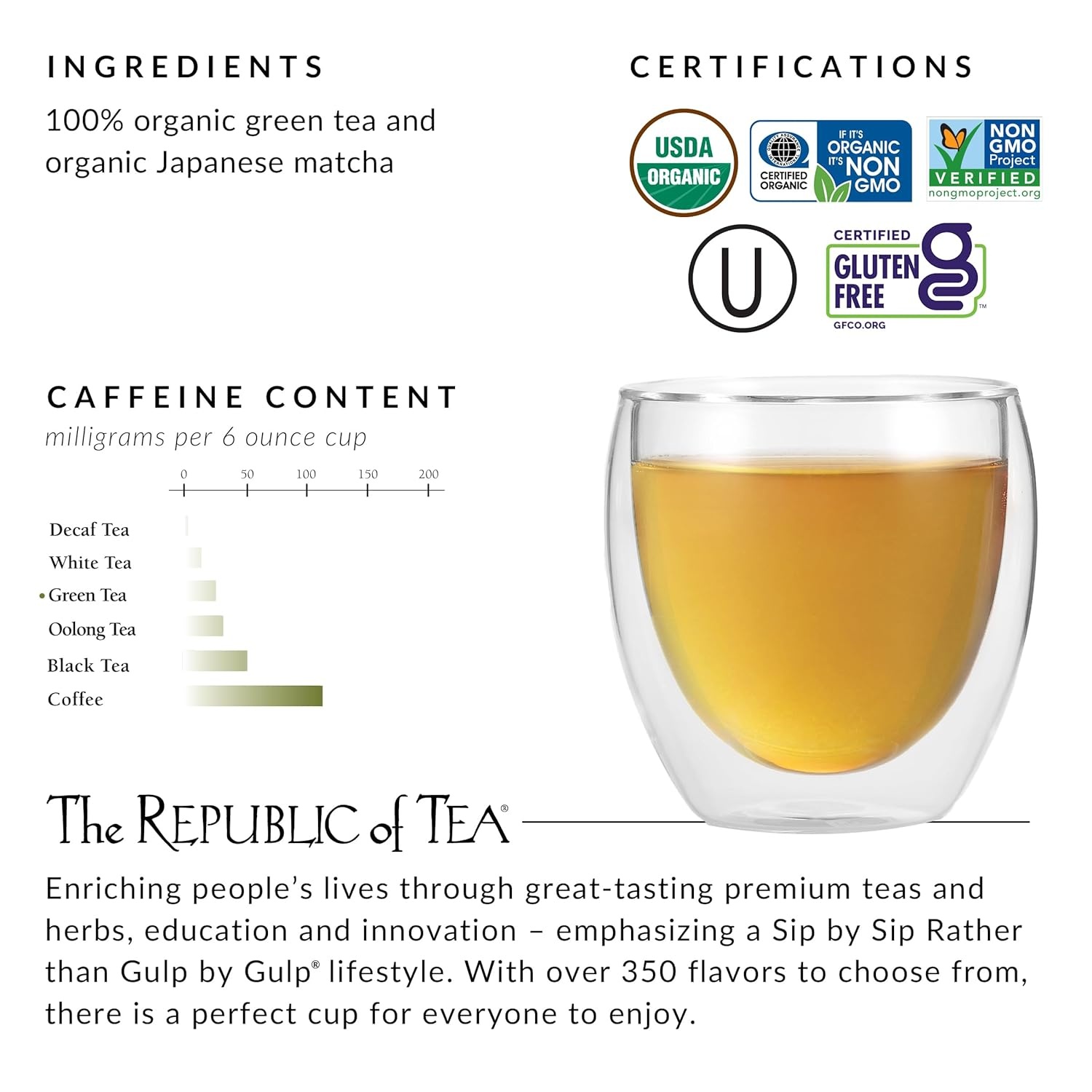 image:imageThe Republic of Tea Organic Double Green Matcha Individual Tea Bags with Japanese Matcha Tea Powder and Green Tea Leaves Blend Natural Unbleached Bags in Reusable Tin Canister 50 Tea Bags50 Count Pack of 2