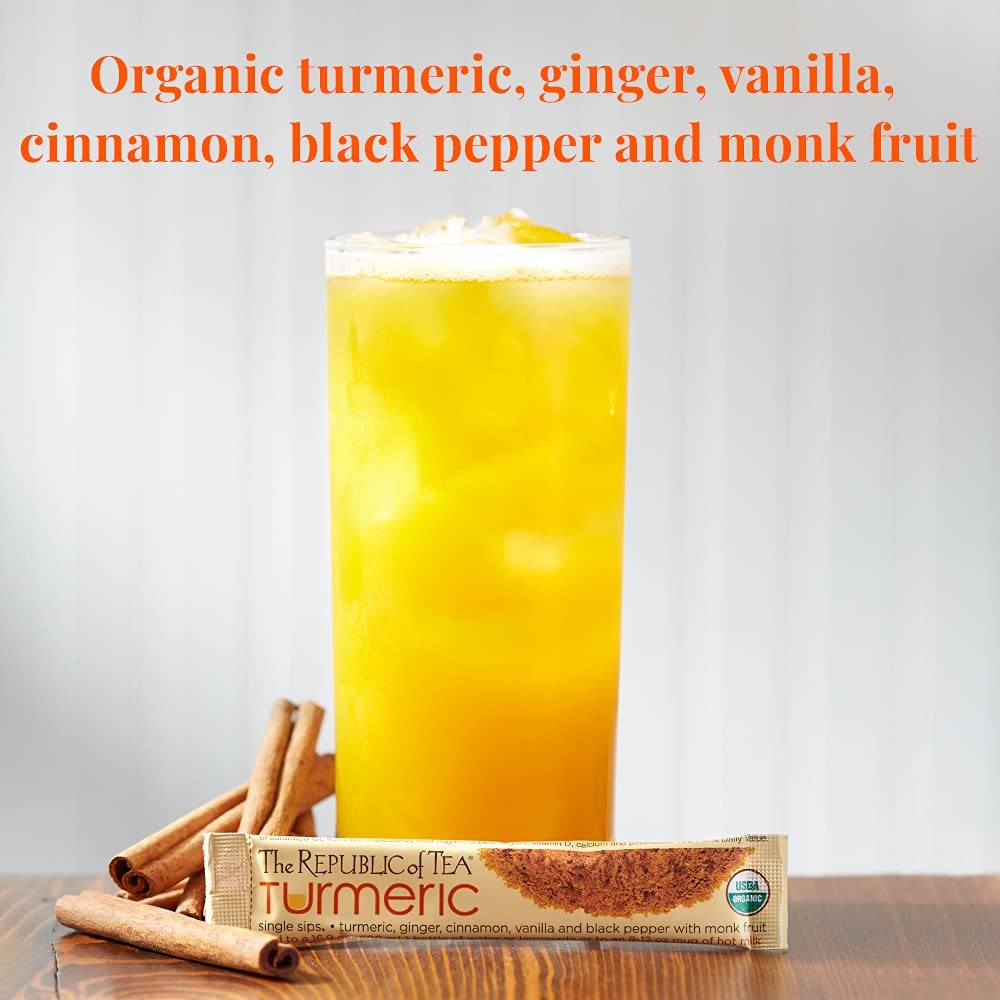 image:imageThe Republic of Tea Organic Turmeric Single Sips Instant Turmeric Herbal Tea 14 SingleServe Packets50 Count Pack of 1