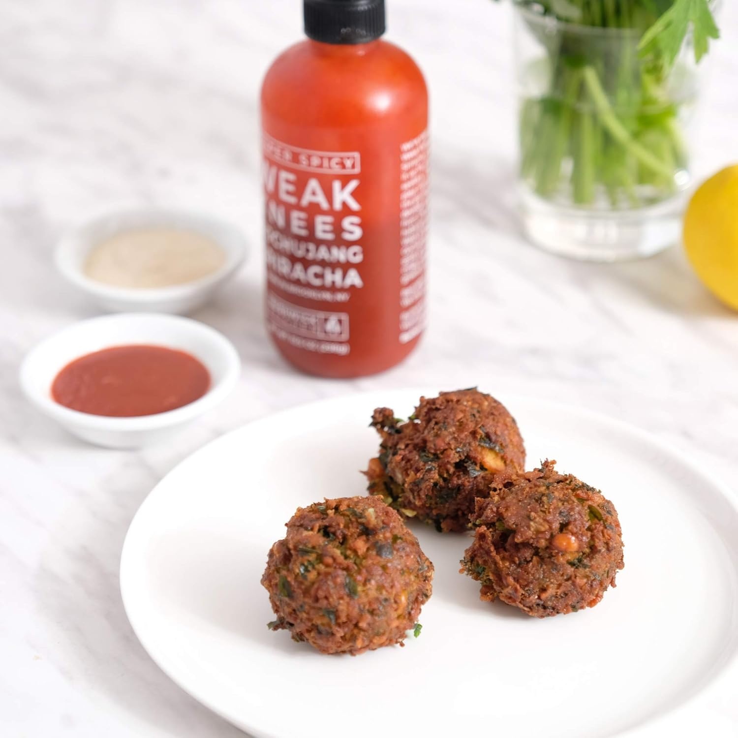 image:imageWeak Knees Gochujang Sriracha Hot Sauce Infused with Bold Korean Gochujang Paste amp Classic Spicy Sriracha for Noodles Rice amp Marinades Made in the USA 105oz Squeeze BottleSuper Spicy Sriracha 105oz