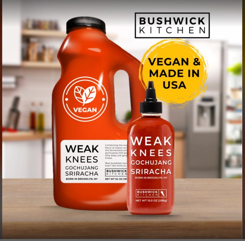 image:imageWeak Knees Gochujang Sriracha Hot Sauce Infused with Bold Korean Gochujang Paste amp Classic Spicy Sriracha for Noodles Rice amp Marinades Made in the USA 105oz Squeeze BottleCurry Sriracha 105oz