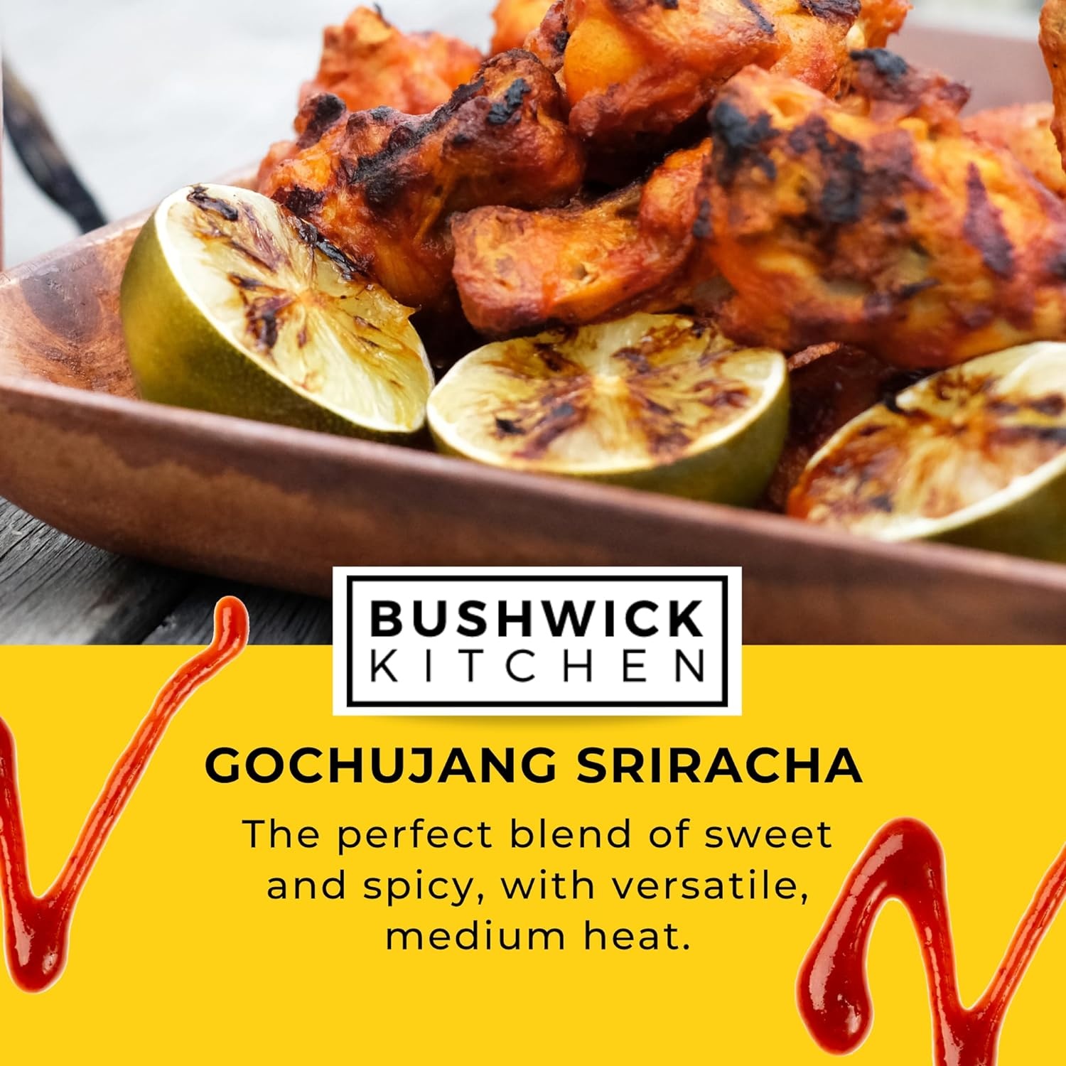 image:imageWeak Knees Gochujang Sriracha Hot Sauce Infused with Bold Korean Gochujang Paste amp Classic Spicy Sriracha for Noodles Rice amp Marinades Made in the USA 105oz Squeeze BottleGochujang Sriracha 105oz