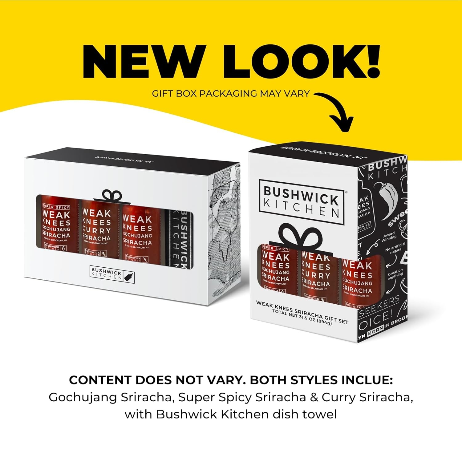 image:imageWeak Knees Gochujang Sriracha Hot Sauce Infused with Bold Korean Gochujang Paste amp Classic Spicy Sriracha for Noodles Rice amp Marinades Made in the USA 105oz Squeeze BottleSriracha Sampler Gift Set