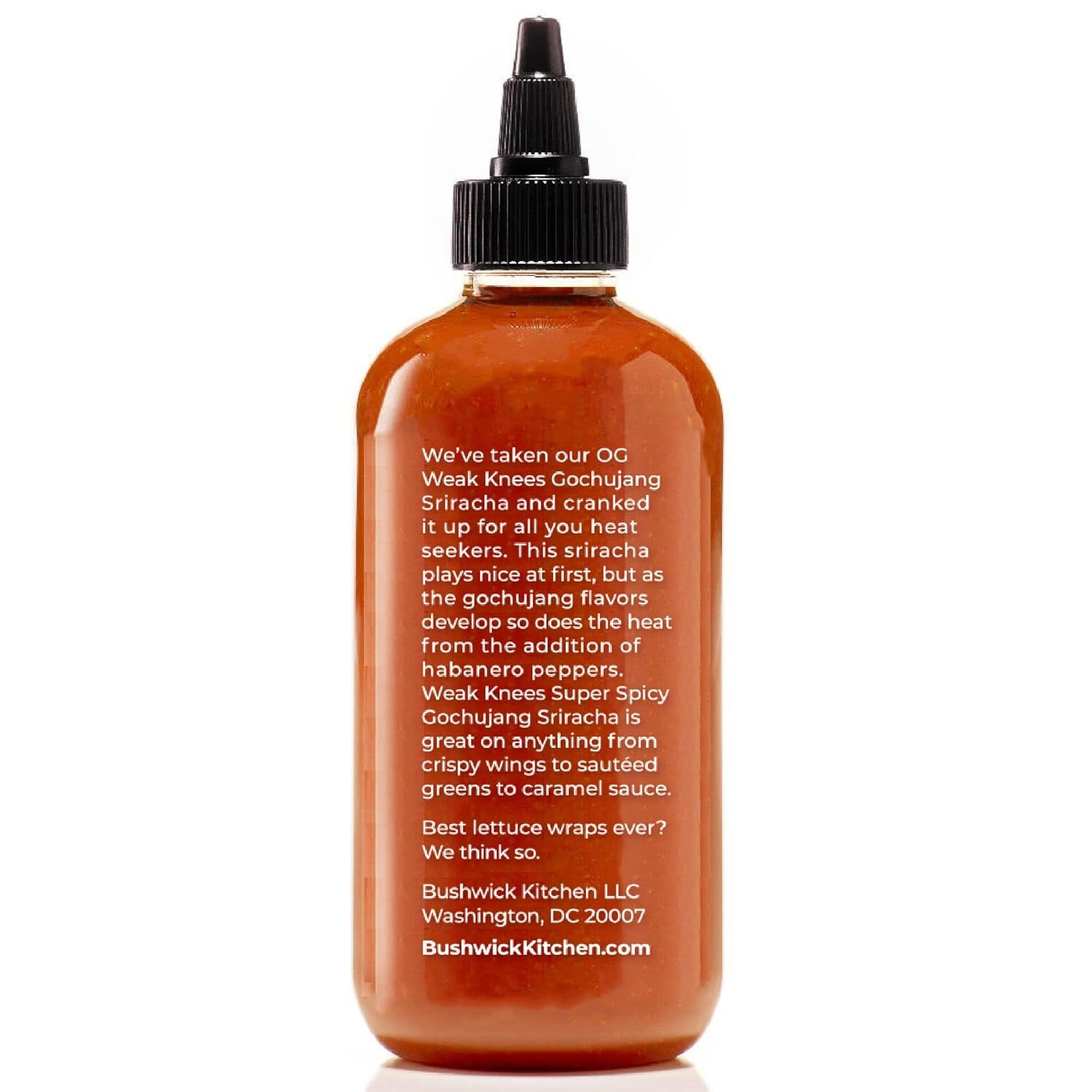 image:imageWeak Knees Gochujang Sriracha Hot Sauce Infused with Bold Korean Gochujang Paste amp Classic Spicy Sriracha for Noodles Rice amp Marinades Made in the USA 105oz Squeeze BottleSuper Spicy Sriracha 105oz