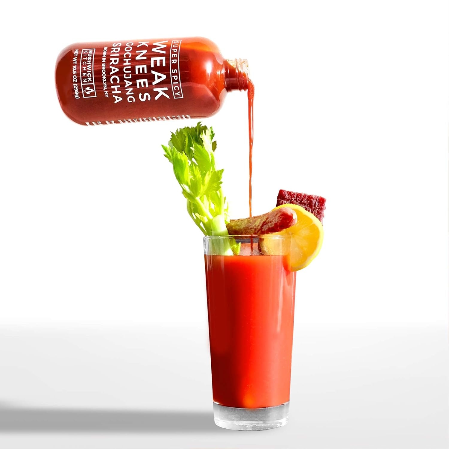 image:imageWeak Knees Gochujang Sriracha Hot Sauce Infused with Bold Korean Gochujang Paste amp Classic Spicy Sriracha for Noodles Rice amp Marinades Made in the USA 105oz Squeeze BottleSuper Spicy Sriracha 105oz
