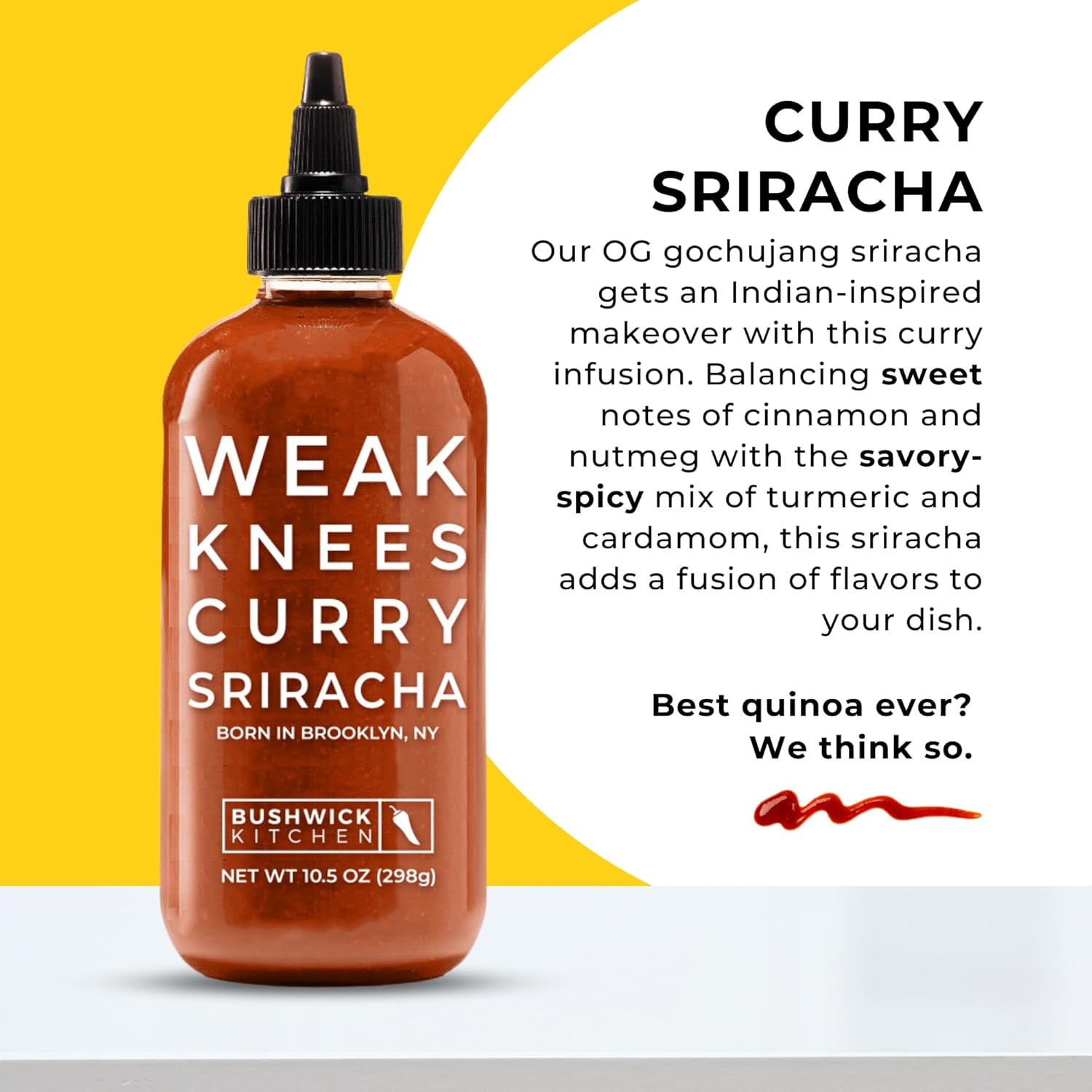 image:imageWeak Knees Gochujang Sriracha Hot Sauce Infused with Bold Korean Gochujang Paste amp Classic Spicy Sriracha for Noodles Rice amp Marinades Made in the USA 105oz Squeeze BottleSriracha Sampler Gift Set