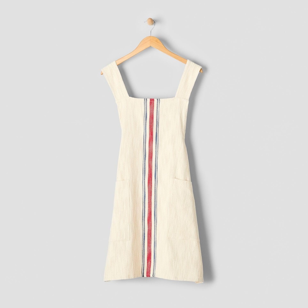 image:imageSur La Table Cotton Smock Apron Durable Absorbent amp Lightweight Cooking Apron with Textured Woven Design Easy OnOff 30 x 39