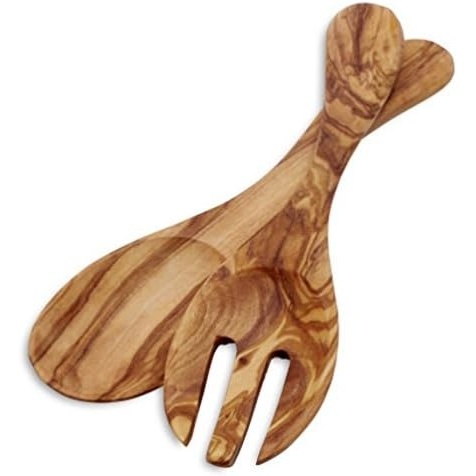image:imageSur La Table Italian Olivewood Salad Hands Set Of 2 Tan