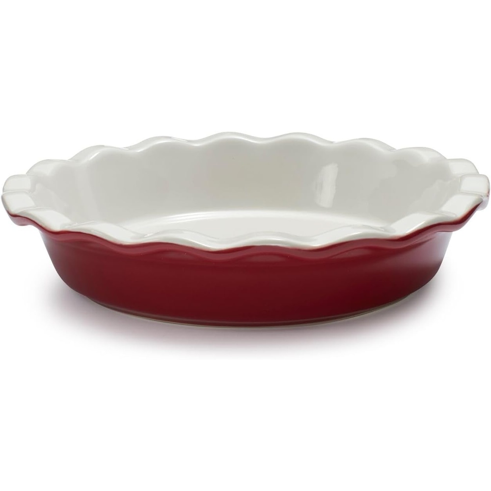 image:imageSur La Table Pie Dish Red Fluted Rim Ceramic with Vibrant Red Glaze for Fruit Custard and Savory Pies 95 inRed