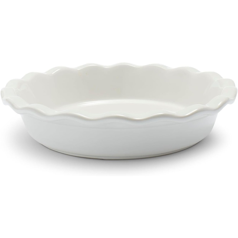 image:imageSur La Table Pie Dish Red Fluted Rim Ceramic with Vibrant Red Glaze for Fruit Custard and Savory Pies 95 inWhite